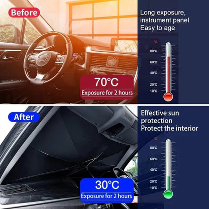 Car Windshield Sun Shade Umbrella – Foldable UV Protection Heat Reflector for All Cars