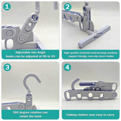 Portable Plastic Foldable 5-Hole Clothes Drying Hanger