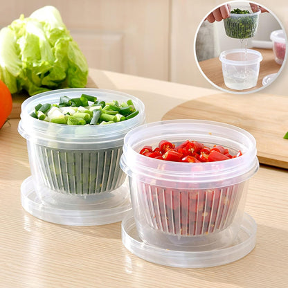 Fridge Organizer with Drain Basket (Double Layer, Space Saving)