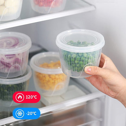Fridge Organizer with Drain Basket (Double Layer, Space Saving)