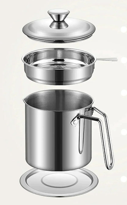 1.7Liter Stainless Steel Oil Filter Storage Pot