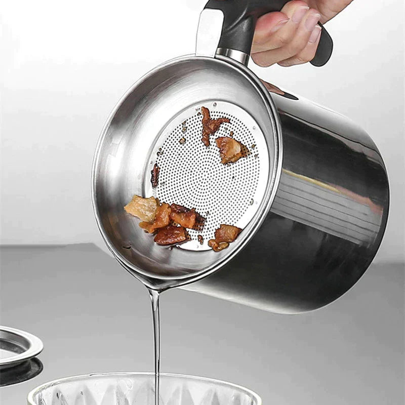 1.7Liter Stainless Steel Oil Filter Storage Pot